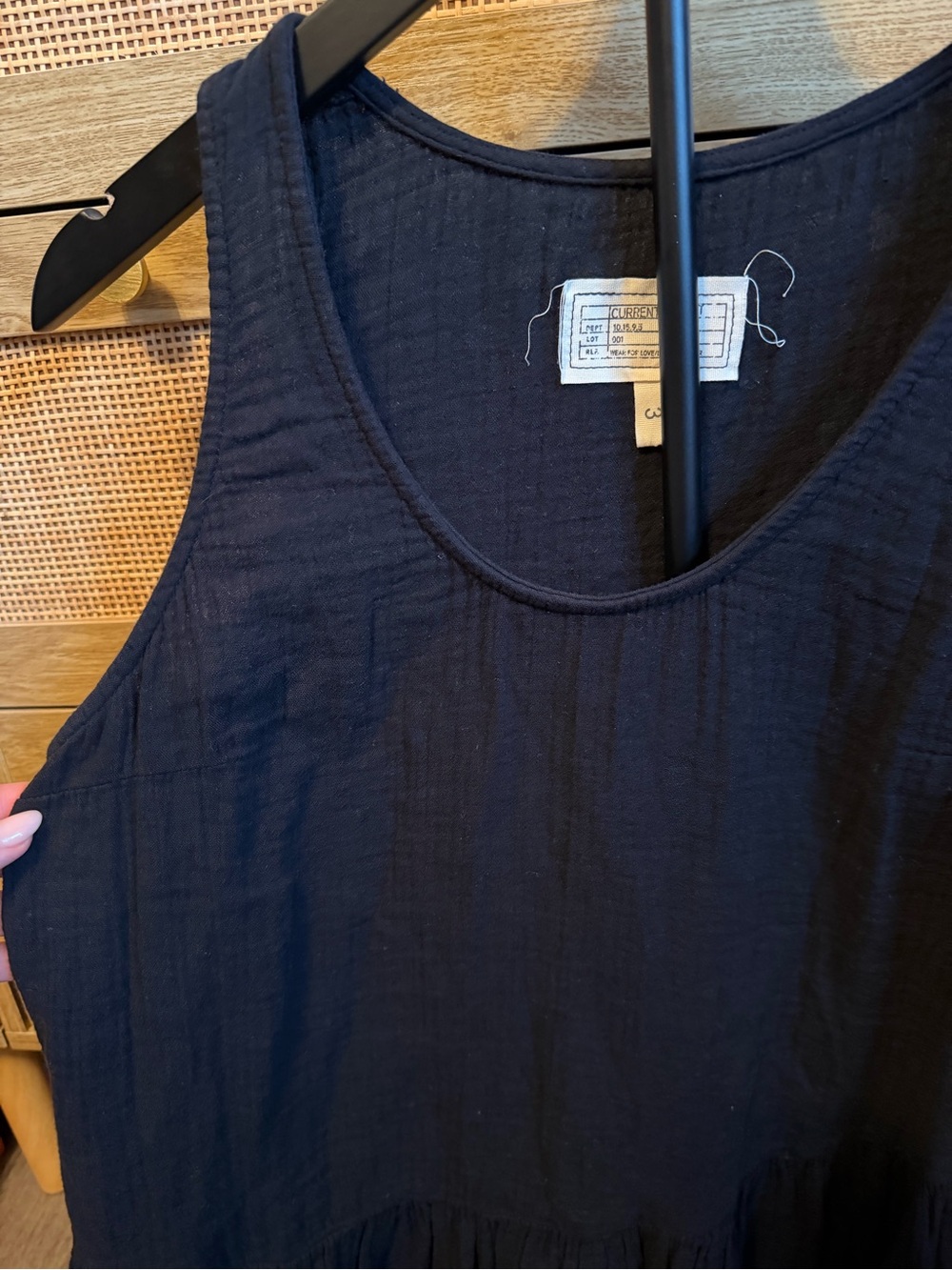 Current/Elliott Black Ruffle-Hem Scoop Tank - Picture 2 of 4